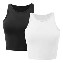 Load image into Gallery viewer, 2-Piece: Women Sleeveless Cropped Tank top High Neck