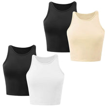 Load image into Gallery viewer, 2-Piece: Women Sleeveless Cropped Tank top High Neck
