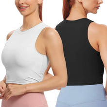 Load image into Gallery viewer, 2-Piece: Women Sleeveless Cropped Tank top High Neck