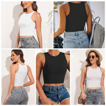 Load image into Gallery viewer, 2-Piece: Women Sleeveless Cropped Tank top High Neck