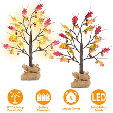 Load image into Gallery viewer, 2-Pieces: 2FT Artificial Lighted Maple Tree with 24-Pieces Warm White LED Beads