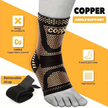 Load image into Gallery viewer, 2-Pieces: Copper Adjustable Compression Ankle Guards