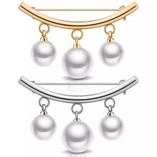 Load image into Gallery viewer, 2-Pieces: Faux Pearl Neck Tie Pin Buckle Faux Pendant