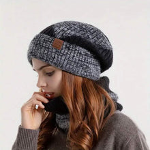 Load image into Gallery viewer, 2-Pieces: Two-Tone Warm Knit Winter Hat