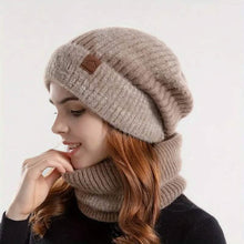 Load image into Gallery viewer, 2-Pieces: Two-Tone Warm Knit Winter Hat