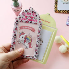 Load image into Gallery viewer, 2 Pockets Colorful Photo Card Holder Pockets for Mini Photo Sticker & Name Card 3 Inch 6.35 x 9cm Photos with Key Chain Album Gifts For Valentines Day