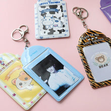 Load image into Gallery viewer, 2 Pockets Colorful Photo Card Holder Pockets for Mini Photo Sticker & Name Card 3 Inch 6.35 x 9cm Photos with Key Chain Album Gifts For Valentines Day