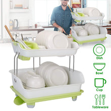 Load image into Gallery viewer, 2-Tier Dish Drying Rack Cutlery Drainer