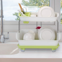Load image into Gallery viewer, 2-Tier Dish Drying Rack Cutlery Drainer