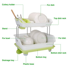 Load image into Gallery viewer, 2-Tier Dish Drying Rack Cutlery Drainer