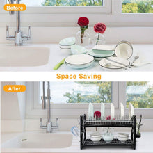 Load image into Gallery viewer, 2-Tier Dish Drying Rack Drainboard Set