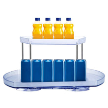 Load image into Gallery viewer, 2-Tier Turntable Organizer Rectangular Refrigerator Spinner Storage Rack with 360° Rotatable Slide Rail