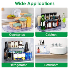 Load image into Gallery viewer, 2-Tier Turntable Organizer Rectangular Refrigerator Spinner Storage Rack with 360° Rotatable Slide Rail
