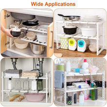 Load image into Gallery viewer, 2-Tier Under Sink Organizer Retractable Space Saving Storage