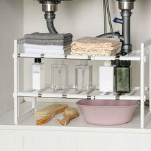 Load image into Gallery viewer, 2-Tier Under Sink Organizer Retractable Space Saving Storage