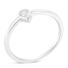 Load image into Gallery viewer, .925 Sterling Silver 1/20 Carat Diamond Teardrop Pear-Shaped Miracle Set Petite Fashion Promise Ring (J-K Color, I1-I2 Clarity) - Size 6
