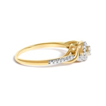 Load image into Gallery viewer, 10K Yellow Gold 1/10 Cttw Diamond Swirl and Halo Promise Ring (I-J Color, I3 Clarity) - Size 7