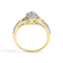 Load image into Gallery viewer, 10K Yellow Gold 1/10 Cttw Diamond Swirl and Halo Promise Ring (I-J Color, I3 Clarity) - Size 7