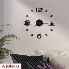 Load image into Gallery viewer, 20 Inch Wall Clock Round Style Number Coffee Tea Cup Modern Large Silent Wall Stickers for Hall and Bedroom Home Decorations Arabic Numeral Wall Clocks Acrylic Mirror Stickers/Home Decor Design Acrylic Wall Clock Stickers Home Living Room Decoration