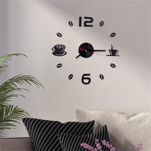 Load image into Gallery viewer, 20 Inch Wall Clock Round Style Number Coffee Tea Cup Modern Large Silent Wall Stickers for Hall and Bedroom Home Decorations Arabic Numeral Wall Clocks Acrylic Mirror Stickers/Home Decor Design Acrylic Wall Clock Stickers Home Living Room Decoration