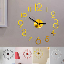 Load image into Gallery viewer, 20 Inch Wall Clock Round Style Number Coffee Tea Cup Modern Large Silent Wall Stickers for Hall and Bedroom Home Decorations Arabic Numeral Wall Clocks Acrylic Mirror Stickers/Home Decor Design Acrylic Wall Clock Stickers Home Living Room Decoration