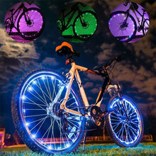 Load image into Gallery viewer, 20 LED Bike Cycling Rim Lights Wheel Spoke Light String Strip Lamps Waterproof Bicycle Light Decoration Accessories Waterproof LED Bike Spoke Lights For Adult Bike Beautiful Night Bike Decoration
