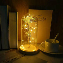 Load image into Gallery viewer, 20 Led Lights Crystal Galaxy Rose in The Glass Dome Gift for Girlfriend - Beauty and The Beast Style Galaxy Rose Flower Gift