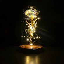 Load image into Gallery viewer, 20 Led Lights Crystal Galaxy Rose in The Glass Dome Gift for Girlfriend - Beauty and The Beast Style Galaxy Rose Flower Gift