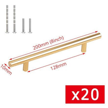 Load image into Gallery viewer, 20 PCS Set Brushed Gold Kitchen Handle Stainless Steel T Bar Door Pull 76mm 96mm Cabinet Knobs and Handles Black Furniture Handle Stainless Steel Kitchen Cupboard Handles Cabinet Handles