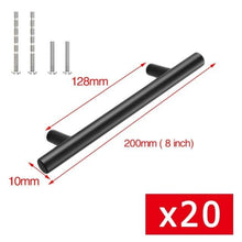 Load image into Gallery viewer, 20 PCS Set Brushed Gold Kitchen Handle Stainless Steel T Bar Door Pull 76mm 96mm Cabinet Knobs and Handles Black Furniture Handle Stainless Steel Kitchen Cupboard Handles Cabinet Handles