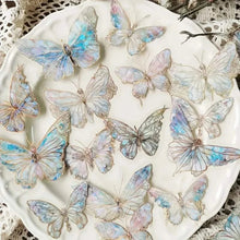 Load image into Gallery viewer, 20-Pieces: Ice Crystal Laser Butterfly Decorative PET Stickers