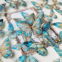 Load image into Gallery viewer, 20-Pieces: Ice Crystal Laser Butterfly Decorative PET Stickers