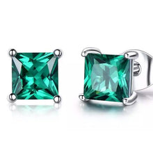 Load image into Gallery viewer, 2.00 CTTW Sterling Silver Emerald Princess Cut Studs