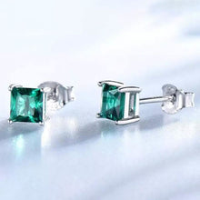 Load image into Gallery viewer, 2.00 CTTW Sterling Silver Emerald Princess Cut Studs