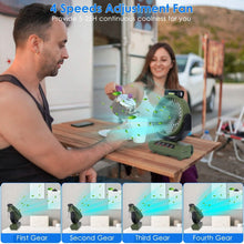 Load image into Gallery viewer, 20000mAh Rechargeable Oscillating Camping Fan with Flashlight Hanging Hook Remote Control