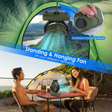 Load image into Gallery viewer, 20000mAh Rechargeable Oscillating Camping Fan with Flashlight Hanging Hook Remote Control