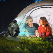 Load image into Gallery viewer, 20000mAh Rechargeable Oscillating Camping Fan with Flashlight Hanging Hook Remote Control