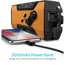 Load image into Gallery viewer, 2000mAh NOAA Emergency Weather Radio Portable Power Bank with Solar Charging