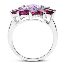 Load image into Gallery viewer, 5.65 Carat Genuine Amethyst and Rhodolite .925 Sterling Silver Ring