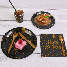 Load image into Gallery viewer, 201 Pieces: Black Gold Disposable Dinnerware Set