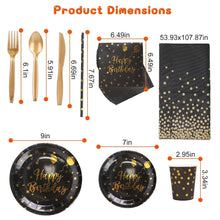 Load image into Gallery viewer, 201 Pieces: Black Gold Disposable Dinnerware Set