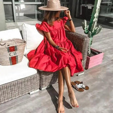 Load image into Gallery viewer, Women Retro Loose Casual Round Neck Short Sleeve Dress - Cute Fashion Dresses For Women