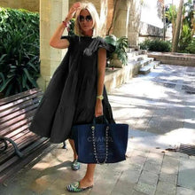 Load image into Gallery viewer, Women Retro Loose Casual Round Neck Short Sleeve Dress - Cute Fashion Dresses For Women