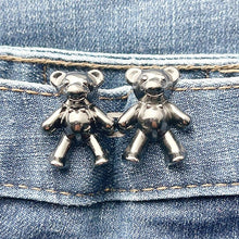 Load image into Gallery viewer, 2023 2PCS Metal Dual Purpose Tighten Waist Button Cute Bear Adjustable Buckle Pins Brooches Women Pant Jeans Detachable Clip Detachable Waist Body Fit Tighten Buckles Adjustable Jean Buttons Pins for Loose Jeans