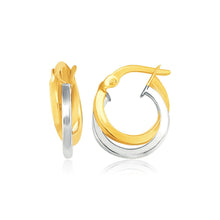 Load image into Gallery viewer, 14k Two Tone Gold Earrings in Double Round Hoop Style