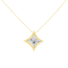 Load image into Gallery viewer, 10K White Gold 1/10 Cttw Bezel Set Solitaire Princess Cut Diamond Kite Shaped Pendent Necklace - 18" Inches