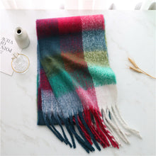 Load image into Gallery viewer, New Luxury Winter Soft Head Wraps Plaid Scarf Shawls Cashmere Warm Cashmere Scarves Rainbow For Women