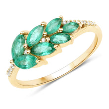 Load image into Gallery viewer, 0.68 Carat Genuine Zambian Emerald and White Diamond 14K Yellow Gold Ring