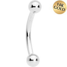 Load image into Gallery viewer, Solid 14k White Gold Ball Eyebrow Ring 16G 5/16 3mm