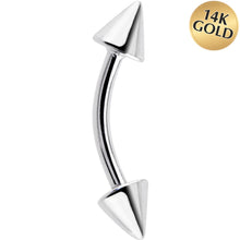 Load image into Gallery viewer, Solid 14k White GOLD CONE Eyebrow Ring 16G 5/16 3mm